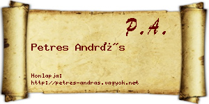 Petres András névjegykártya